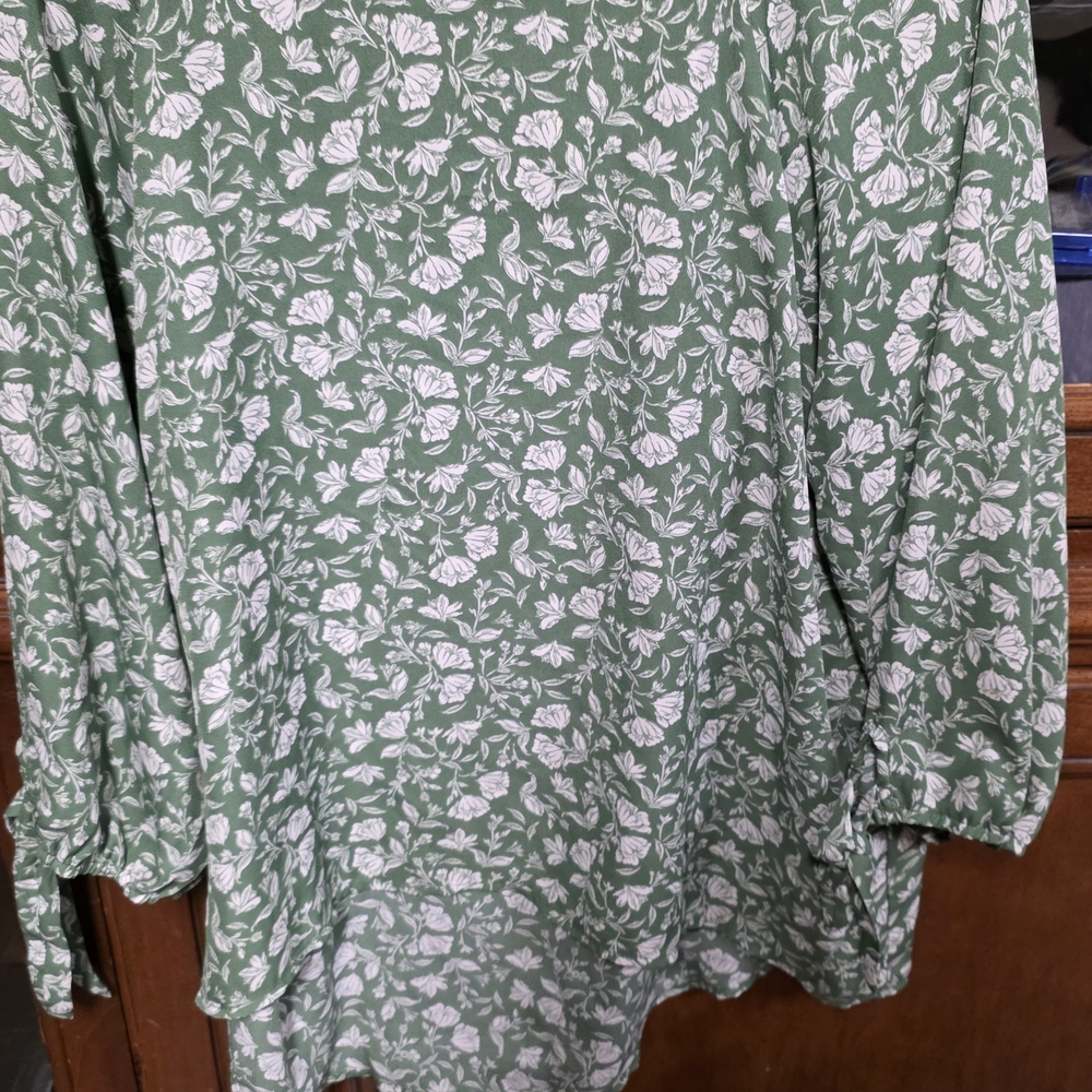 Green Floral 3/4 Sleeve Blouse XL Paper Moon